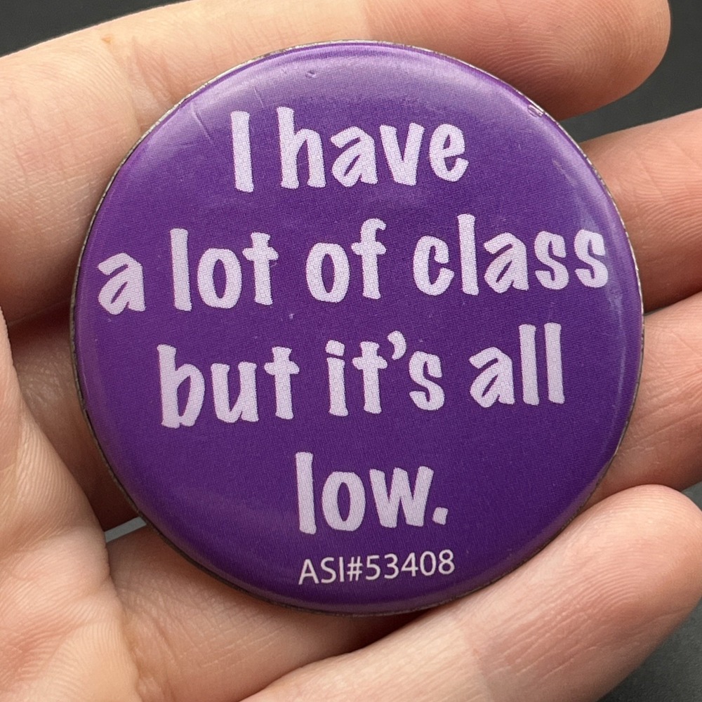 I Have A Lot Of Class But It's All Low Funny‎ Novelty Button Pin